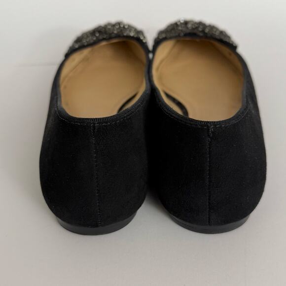 Tory Burch Vanessa Suede Rhinestone Bow Flats Sparkly Crystal Black US 8M - Picture 8 of 13